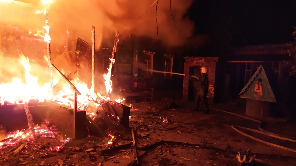 Гасіння пожежі в селі Калинівка
