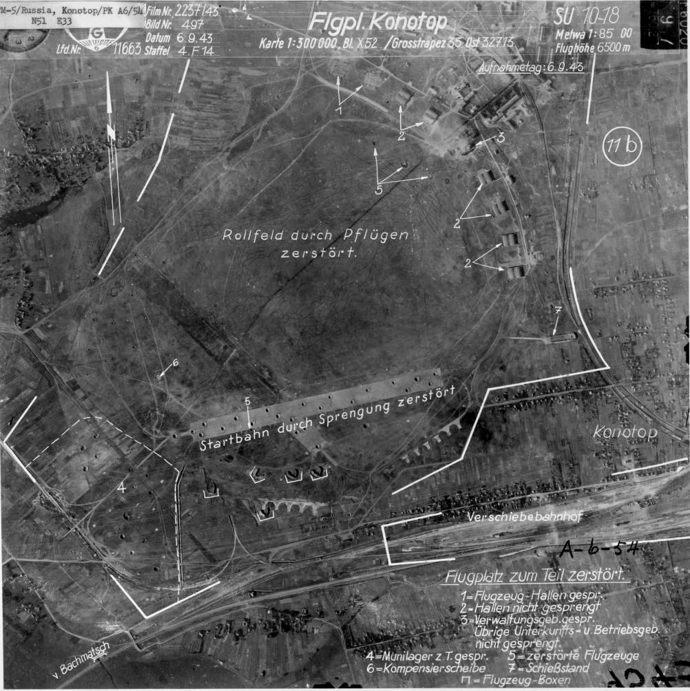 аеродром Конотопа. Гітлерівська аеросвітлина 6 вересня 1943 року